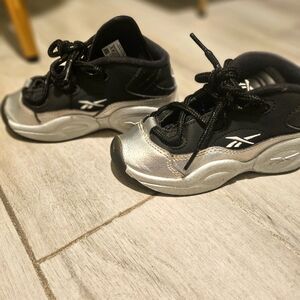 Toddler silver and black rebook sneakers